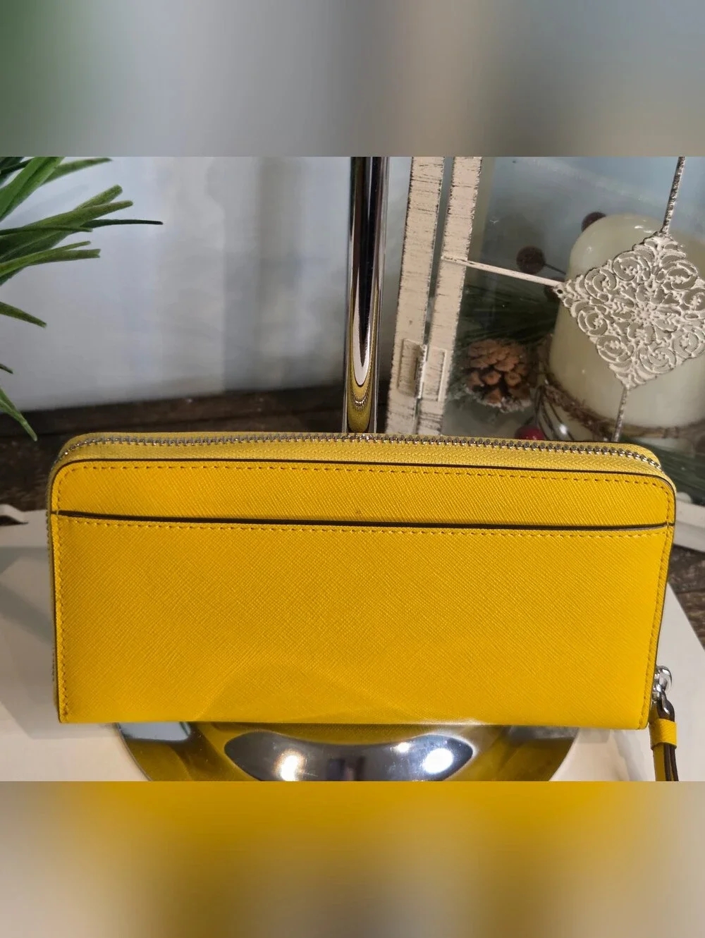 Kate Spade Spencer Yellow Saffiano Leather Zip-Around Wallet
